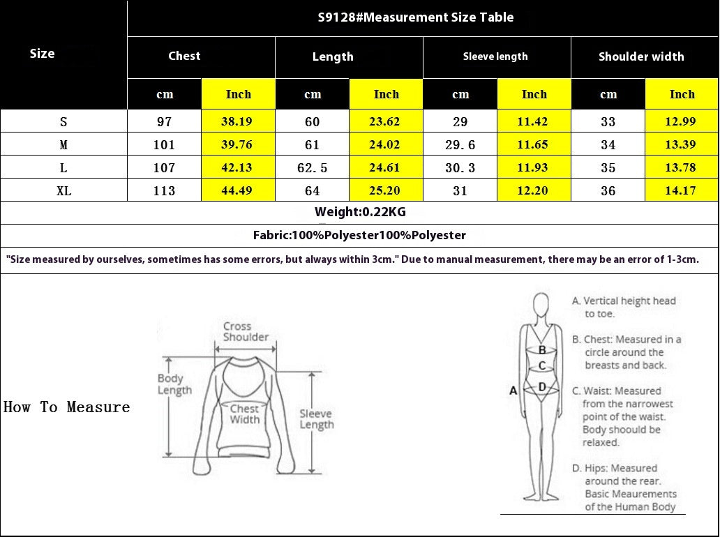 Size Chart - Embroidered Mesh Stitching Short-sleeved Shirt