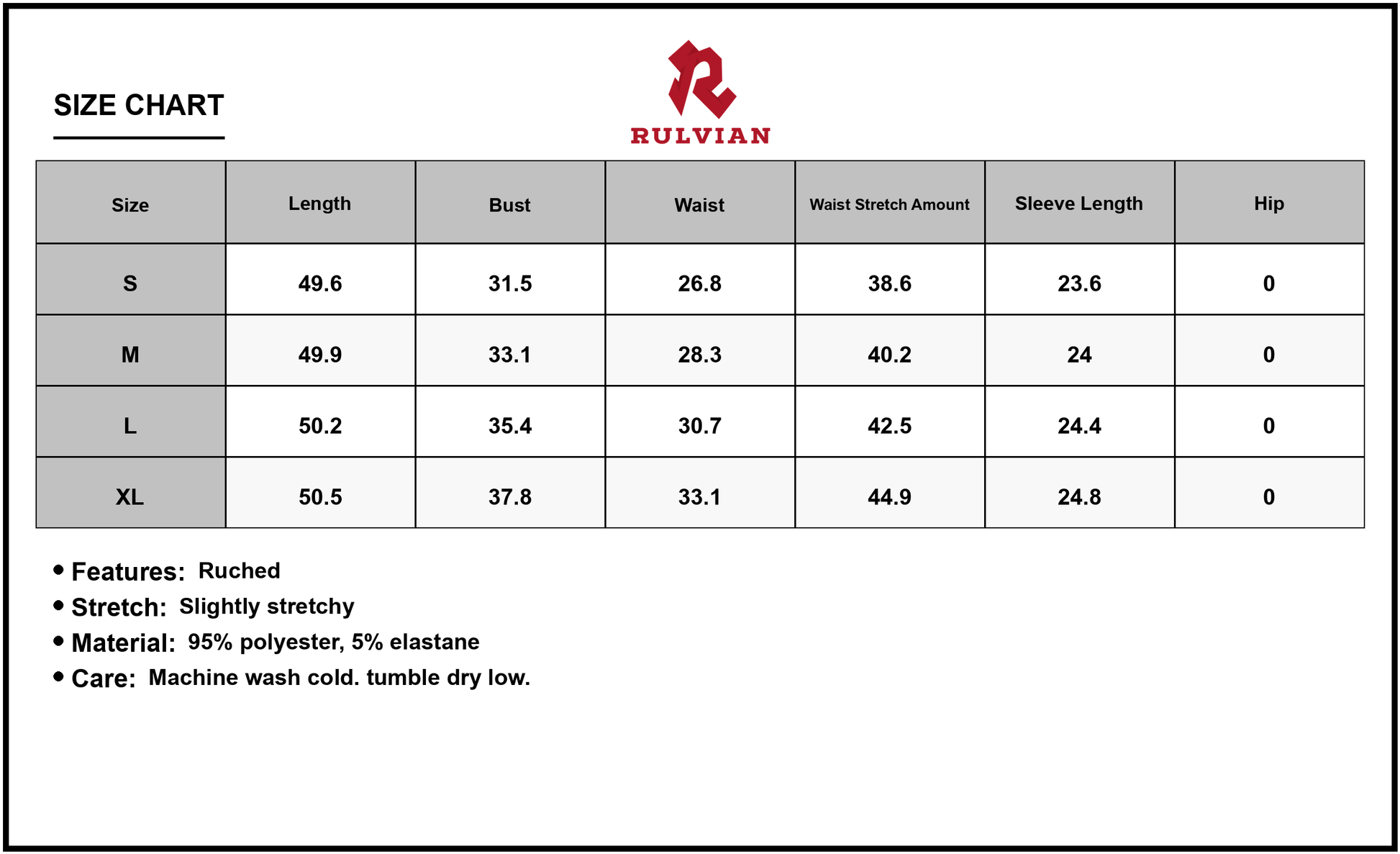 Size Chart - Women's Off Shoulder Long Sleeve Bodycon Maxi Dress with Ruched Stretch and 95% Polyester 5% Elastane Ideal for Nights