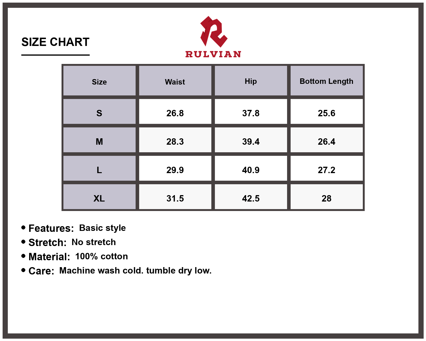 Size Chart - Men's Slit Flare Jeans Premium Quality Denim Pants Casual Everyday Fashion Bottoms Durable Regular Fit for Daily Wear Modern Look