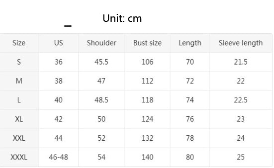 Size Chart - Men's Printing Lapel Button Polo Shirt