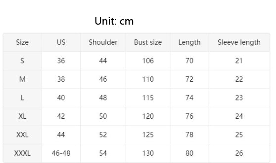 Size Chart - Short Sleeve Men's Sports Polo Shirt