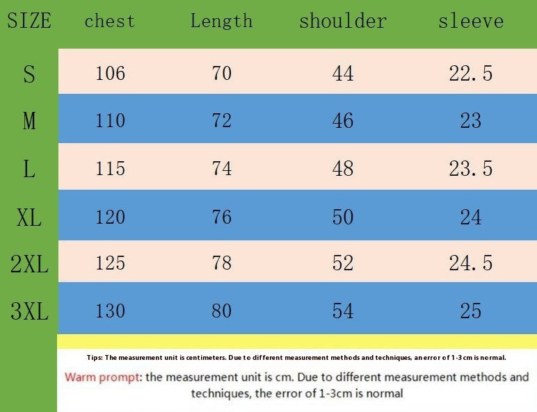 Size Chart - Lapel Button Striped Colorblock All-matching T-shirt