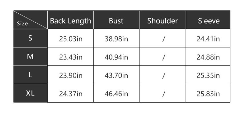 Size Chart - Women's Solid Color Round Neck Pullover Shirt Loose Shirt