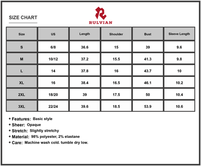 Size Chart - Women's Double Take Texture Short Sleeve Dress with 98% Polyester 2% Elastane for a Soft Sheen and Comfortable Fit