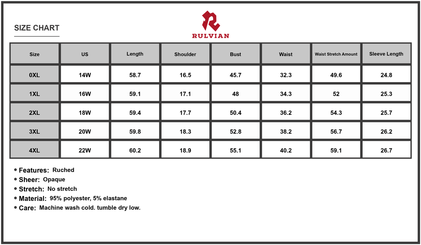Size Chart - Women's Plus Size Printed Notched Long Sleeve Maxi Dress Ninety Five Percent Polyester And Five Percent Elastane
