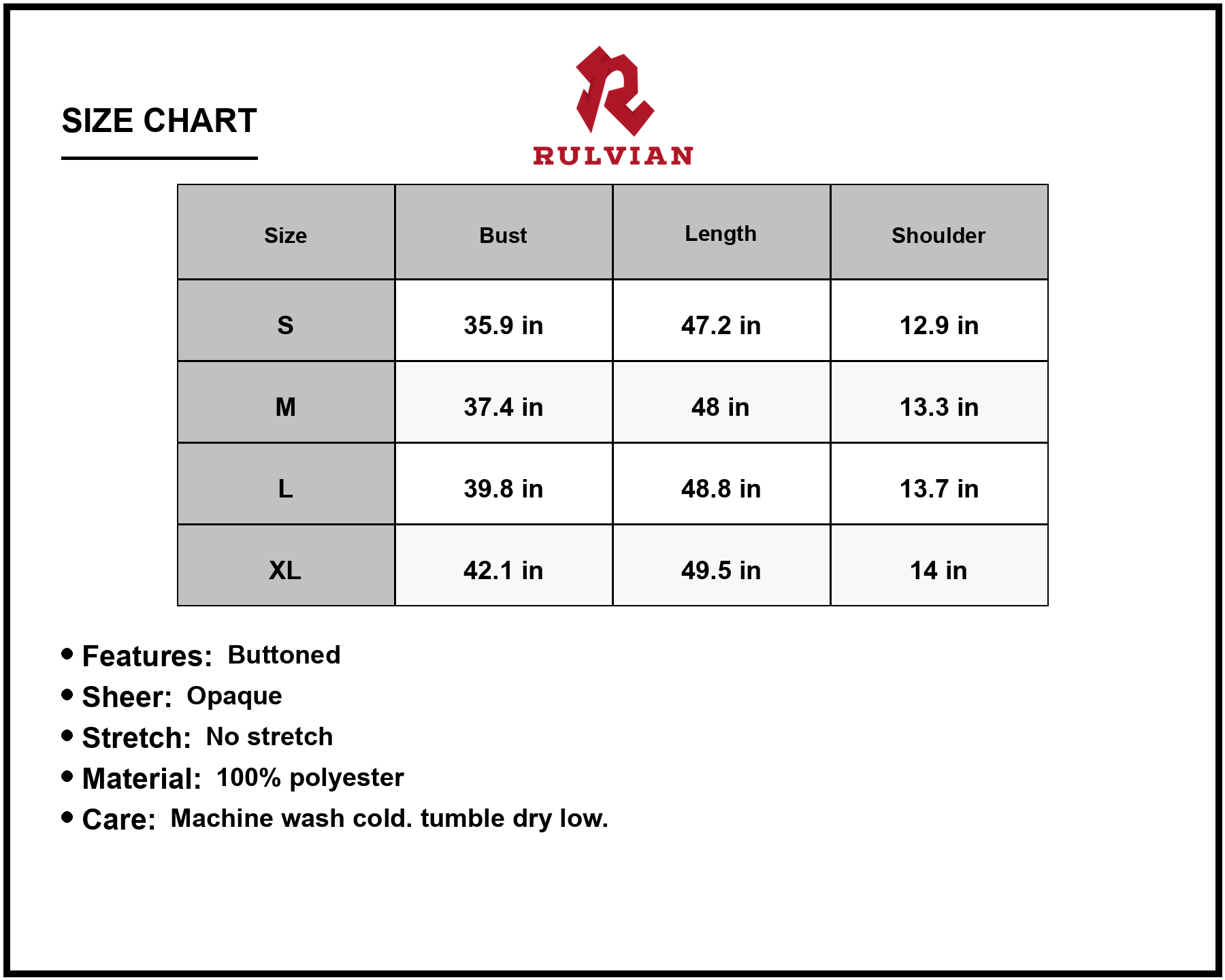 Size Chart - Women's V Neck Sleeveless Tiered Dress with Buttoned Sheer Overlay in 100% Polyester Fabric for Elegant Summer Wear