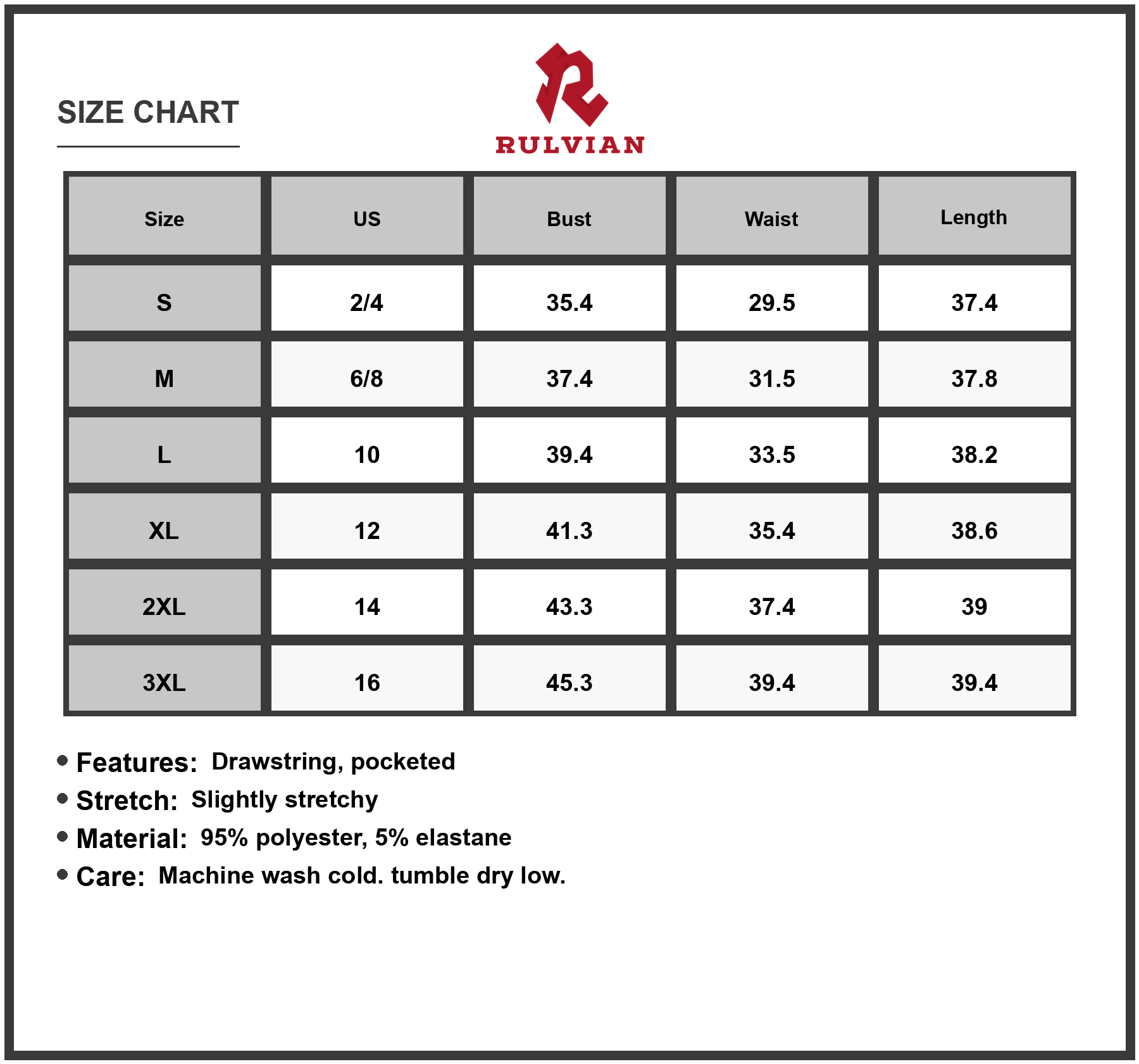 Size Chart - Men's Plus Size Sleeveless Round Neck Tank Dress with Drawstring Pockets for Casual Everyday Comfort and Easy Fit