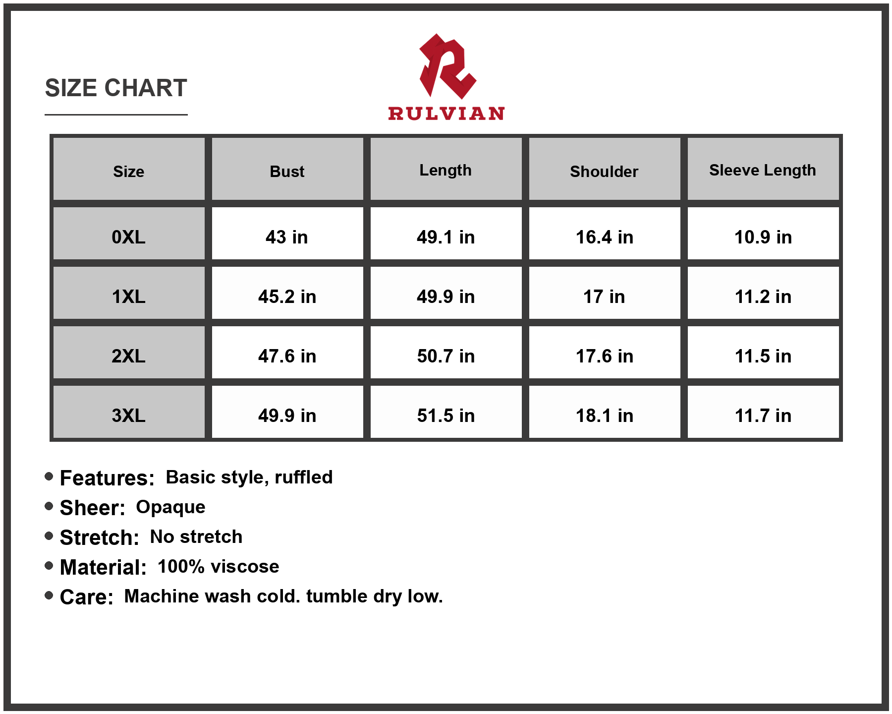 Size Chart - Women's Plus Size Floral Tied Short Sleeve Midi Dress in Viscose 100% Fabric for Elegant Casual Summer Outfit Style