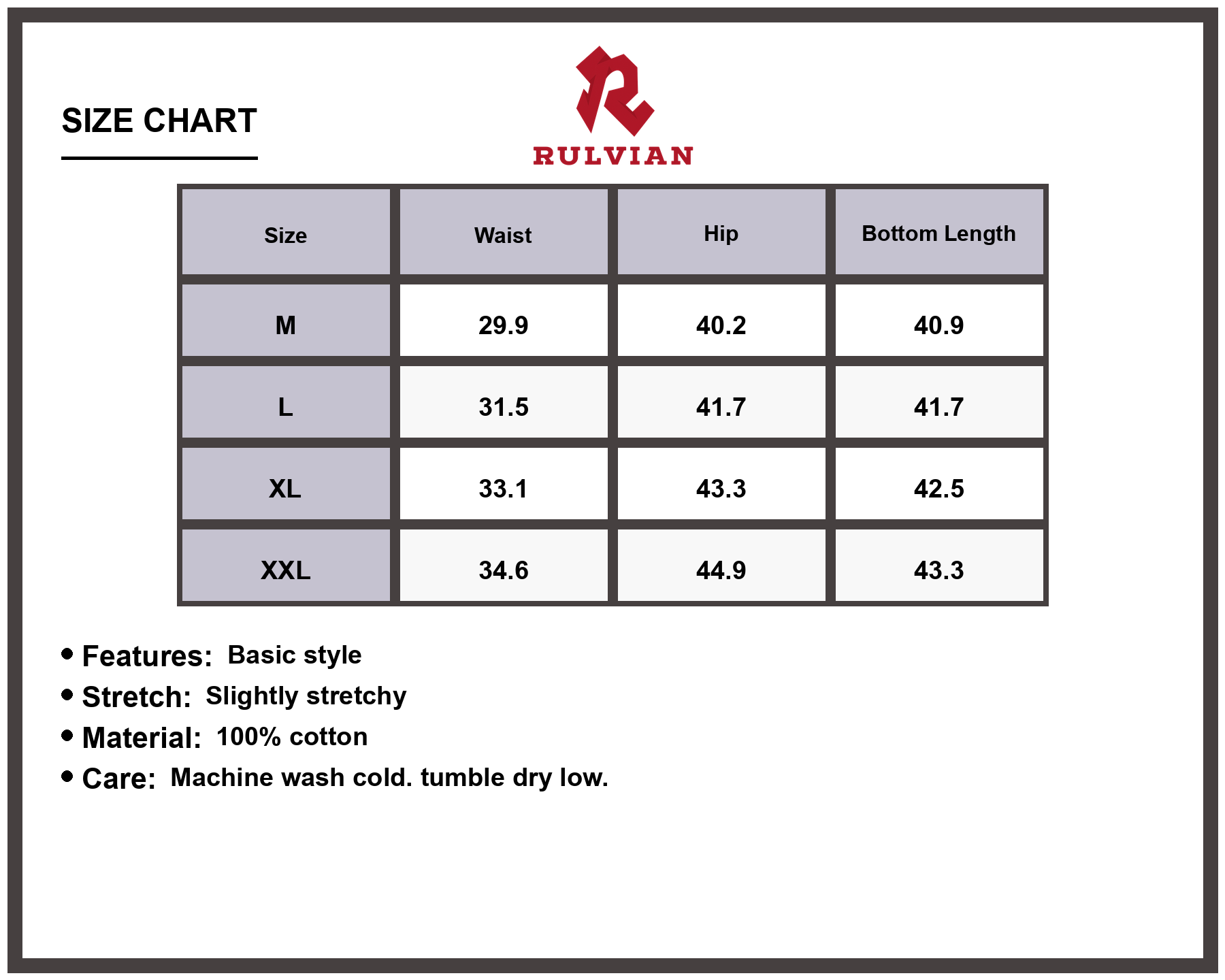 Size Chart - Men's Wide Leg Jeans Premium Casual Relaxed Fit Versatile Everyday Trousers for Modern Looks and Durable Wear