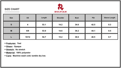 Size Chart - Women's Printed Surplice Short Sleeve Tie Waist Maxi Dress 100% Polyester Care Lightweight Flowing Everyday Elegance