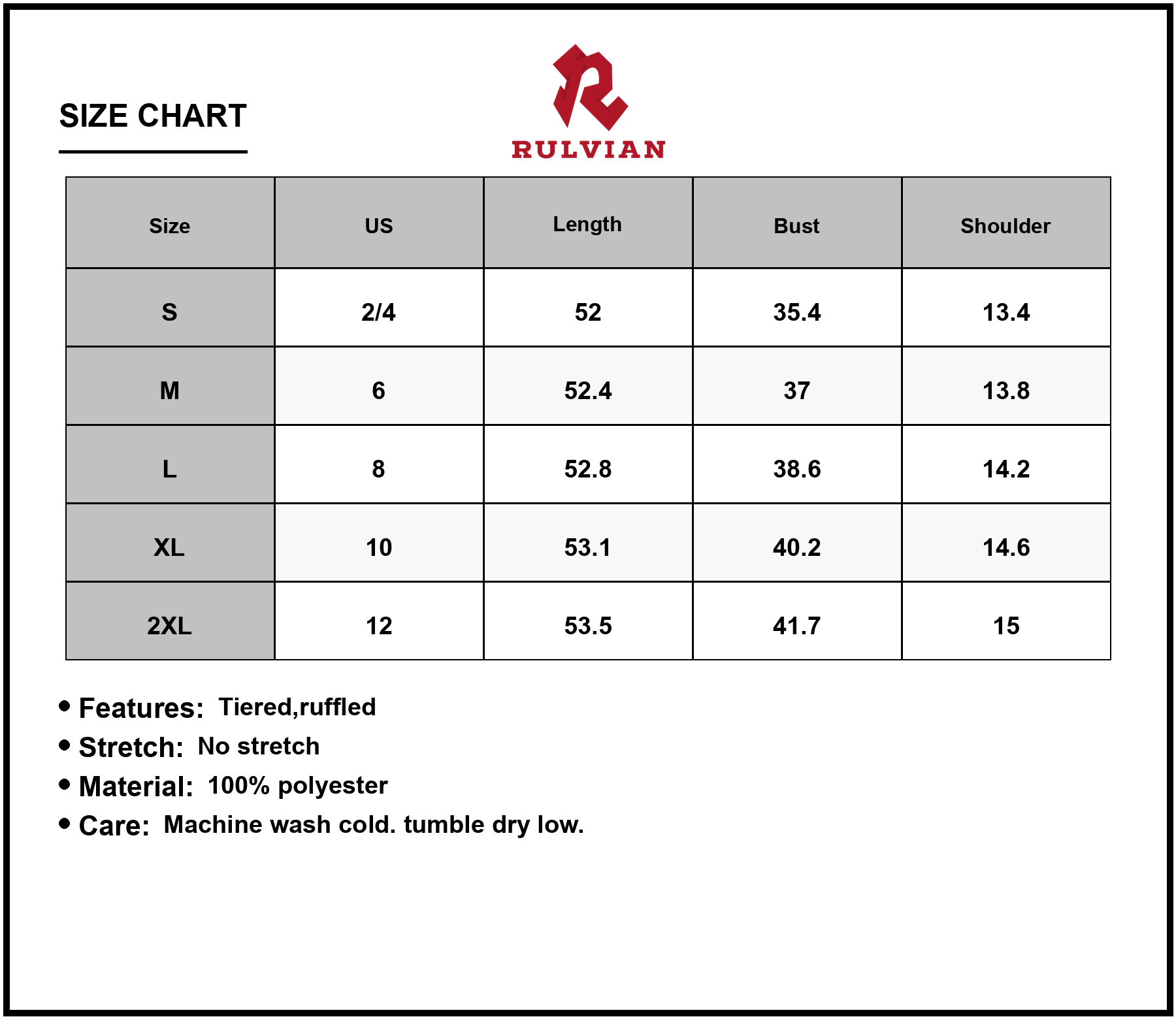 Size Chart - Women's Floral V Neck Cap Sleeve Summer Dress with Flowing Silhouette and Easy Care 100% Polyester for Warm Days