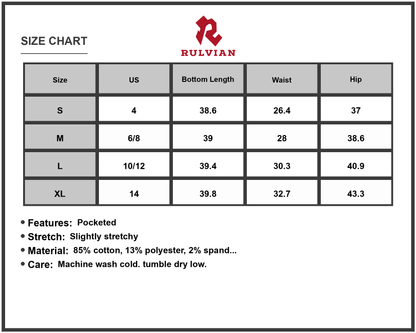 Size Chart - Womens High Waisted Wide Leg Jeans With Cuffed Hem And Pockets Slightly Stretchy Durable Everyday Casual Pants