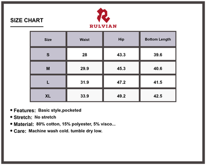 Size Chart - Men's Wide Leg Jeans Loose Fit Baggy Pocketed Casual Everyday Wear Durable Classic Relaxed Fit Denim Pants for Daily Use