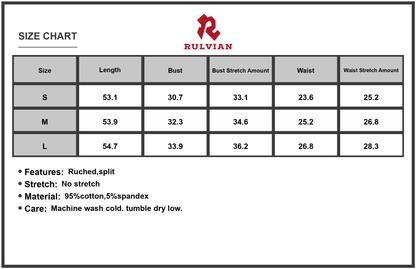 Size Chart - Women's One Shoulder Satin Dress with High Slit Ruched Silhouette for Evening Wear Glamorous Look 95% Cotton 5% Spandex