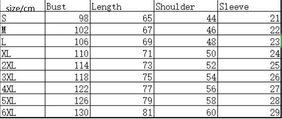 Size Chart - Men's 3D Rainbow Printing Summer Casual T-shirt Top