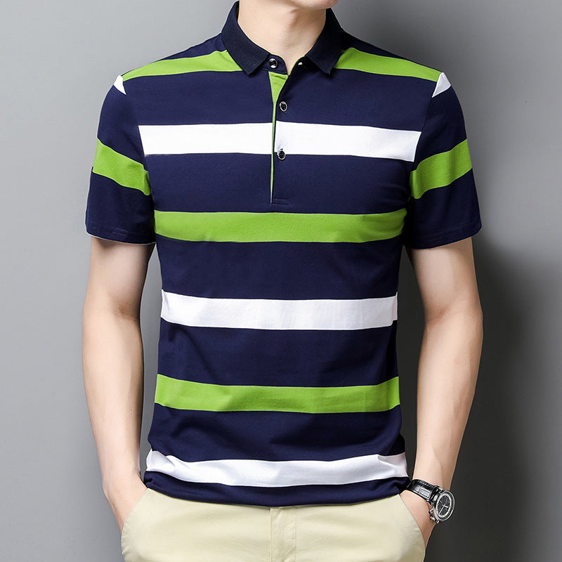 Men's Short Sleeve Polo Collar Solid Color Shirt 95% Cotton 5% Spandex Lightweight Summer Casual Tee