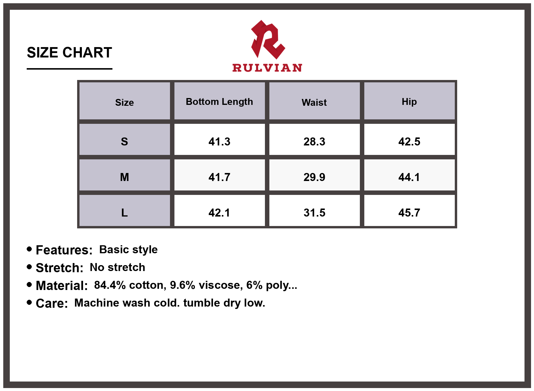 Size Chart - Men's Mid Rise Jeans with Pockets Premium Quality Classic Denim Pants for Casual Everyday Wear Durable Versatile Apparel