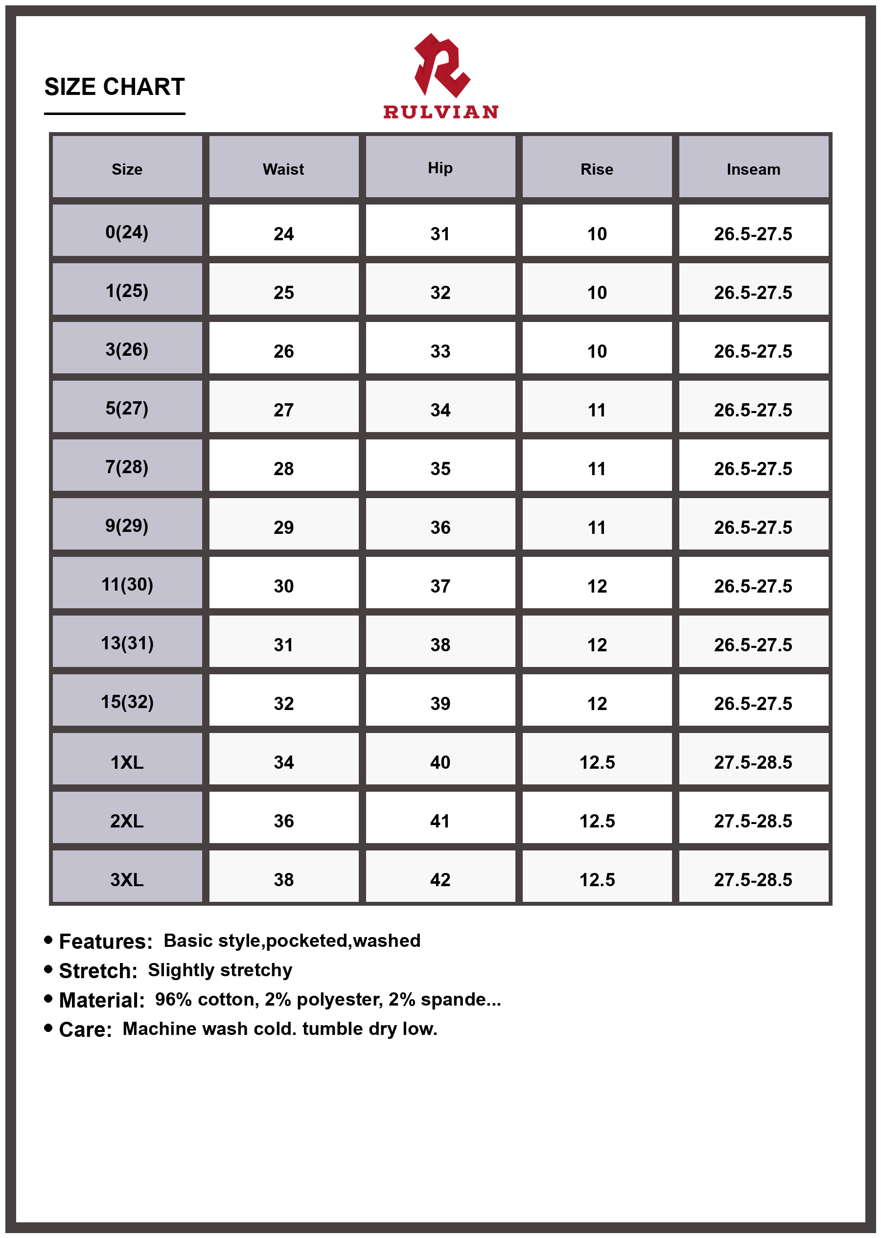 Size Chart - Women's Plus Size High Rise Cropped Boyfriend Jeans Relaxed Fit Premium Durable Vintage Wash Denim Everyday Casual Wear