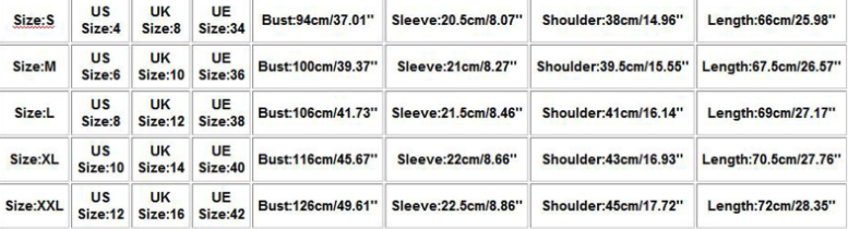Size Chart - Round Neck Irregular Hem Button Short Sleeves