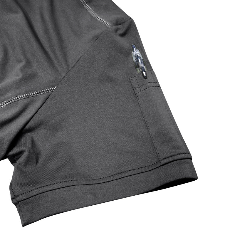 Men's 100% Polyester Quick-Dry Lapel Polo Shirt For Sports Outdoor Short Sleeve Breathable Moisture-Wicking