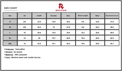 Size Chart - Women's Floral Layered Mini Dress with Ruffle Hem in 100% Polyester Fabric Perfect for Summer Parties Beach Ready
