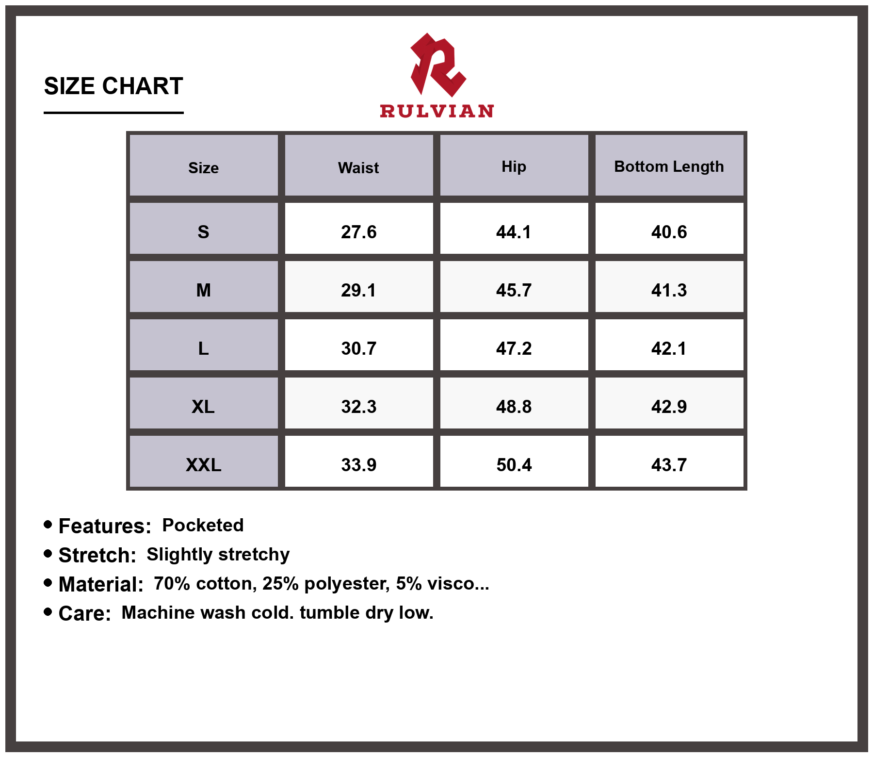 Size Chart - Men's Camouflage Cargo Jeans Wide Leg Durable Outdoor Trousers Premium Versatile Design for Hiking and Casual Wear