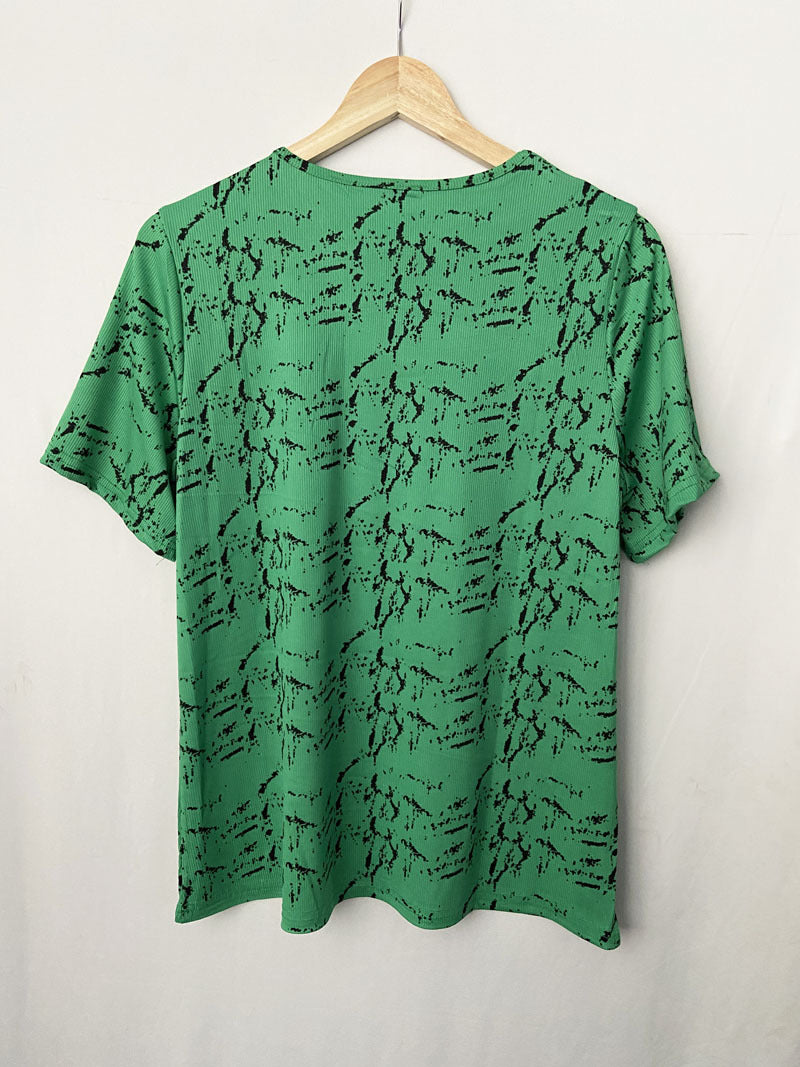 Men's 100% Cotton Hollow Crew Neck Casual Short Sleeve Home Print Tee for Everyday Comfort and Easy Care