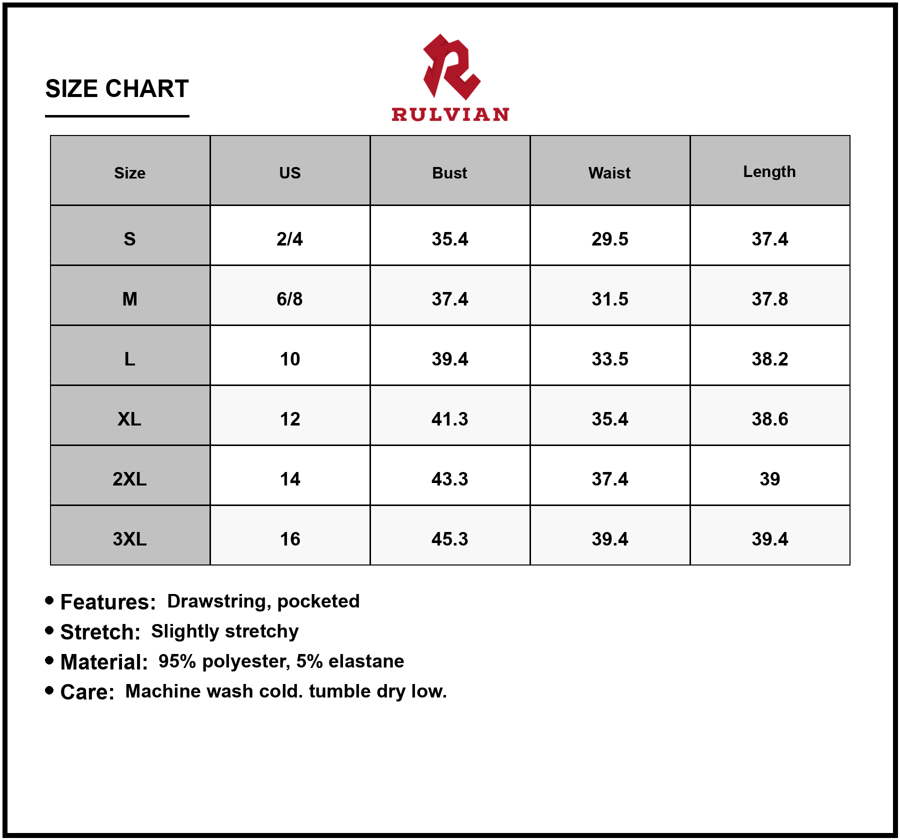 Size Chart - Men's Plus Size Sleeveless Round Neck Tank Dress with Drawstring Pockets for Casual Everyday Comfort and Easy Fit