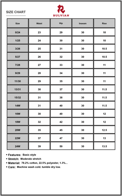 Size Chart - Womens Plaid Print Cuffed Straight Leg Jeans Mid Waist with Pockets Versatile Casual Trendy Pants Moderate Stretch