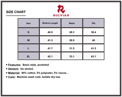 Size Chart - Men's Baggy Jeans Loose Fit Denim Pants with Deep Utility Pockets Durable Versatile Premium Casual Everyday Apparel