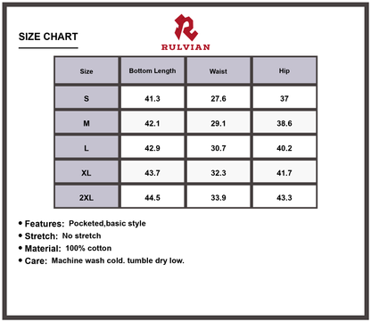 Size Chart - Men's Relaxed Fit Wide Leg Jeans Pocketed Durable High Quality Cotton Denim Pants for Casual Everyday Versatile Apparel