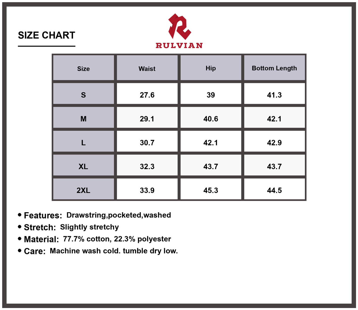 Size Chart - Men's Loose Fit Washed Denim Jeans with Drawstring Waist and Functional Pockets Slightly Stretchy Durable Casual Everyday Pants