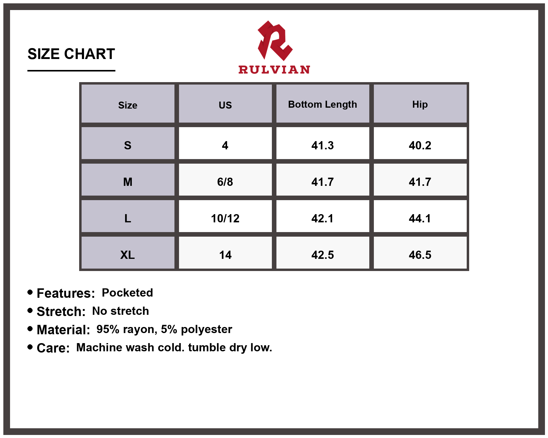 Size Chart - Women's Wide Leg High Waisted Jeans Non Stretch Premium Durable Denim Pocketed Casual Everyday Wear Rolled Cuff Flattering Silhouette