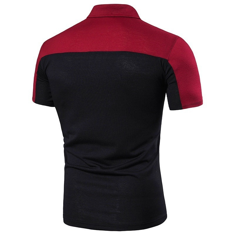 Men's Short Sleeve T Shirt 85% Polyester Dual Color Chest Design Breathable Lightweight Everyday Casual Wear