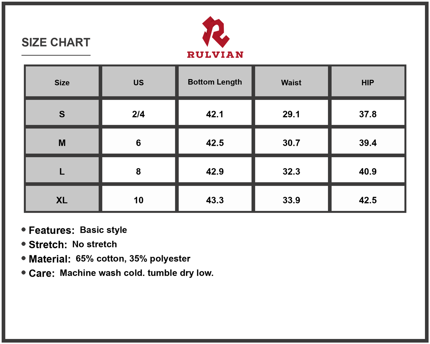 Size Chart - Women High Waist Straight Leg Jeans with Pockets Non Stretch Casual Everyday Denim Pants Classic Look Timeless Fit