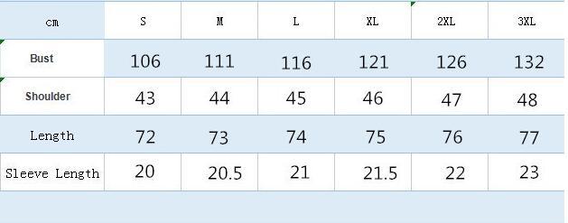 Size Chart - Men's T-shirt Striped Zipper Short Sleeve Solid Color