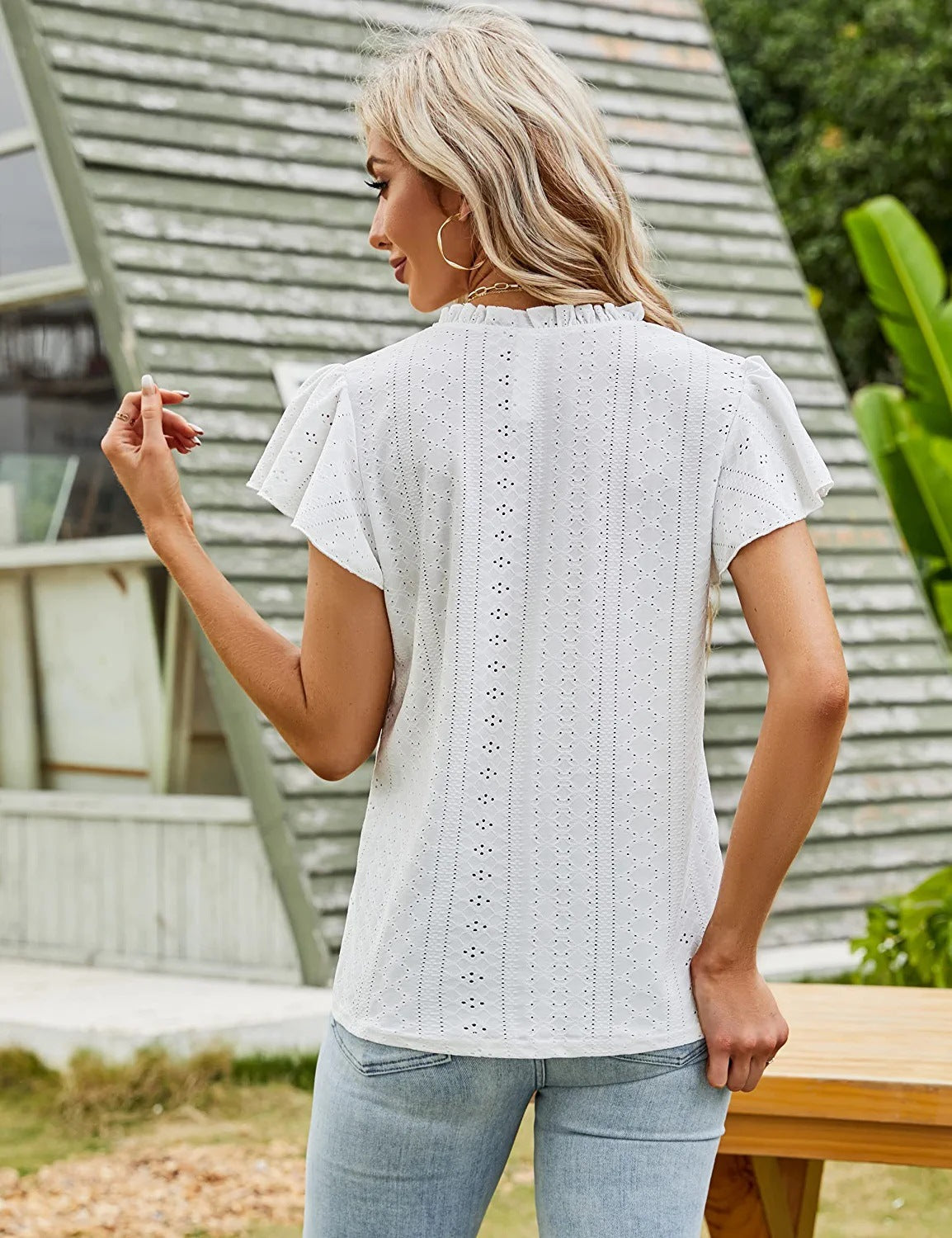 Men's Jacquard V Neck Pile Short Sleeve Knit Top 100% Polyester White Black Pink Yellow Green Purple