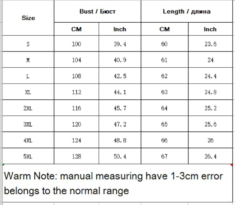 Size Chart - Diagonal cross irregular short sleeve T-shirt