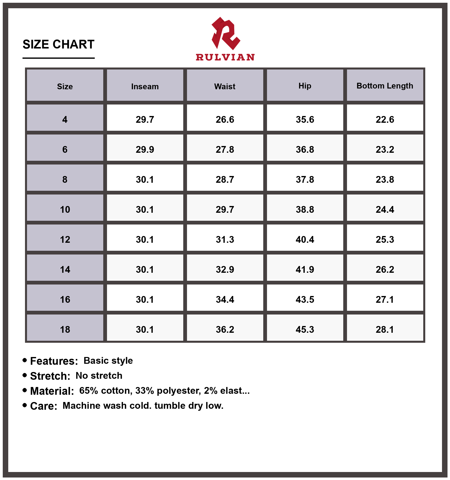 Size Chart - Women's High Rise Straight Leg Loose Fit Jeans Raw Hem Unique Cuffs Durable Premium Denim Casual Versatile