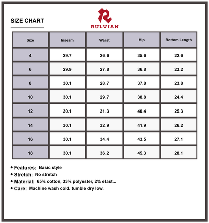 Size Chart - Women's High Rise Straight Leg Loose Fit Jeans Raw Hem Unique Cuffs Durable Premium Denim Casual Versatile