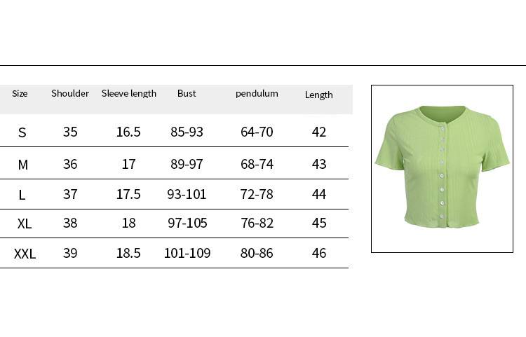 Size Chart - New Round Neck Short-Sleeved Button Cardigan