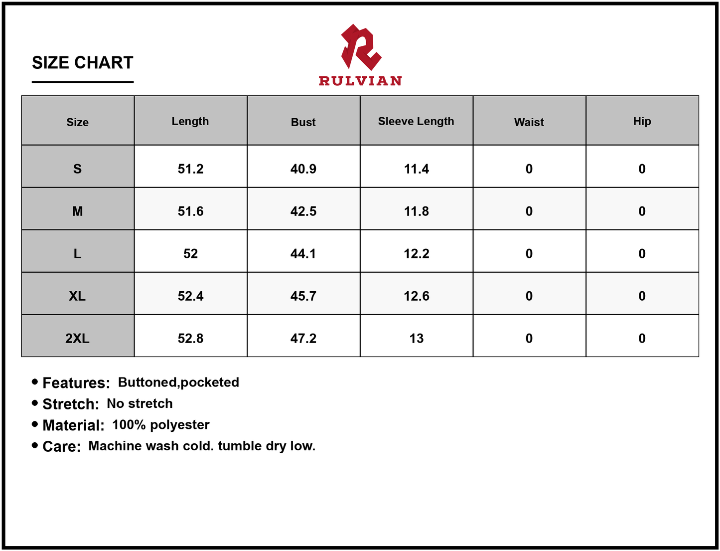 Size Chart - Women's Button Down Tropical Short Sleeve Shirt Dress Pocketed Buttoned 100% Polyester Lightweight Casual Summer Outfit