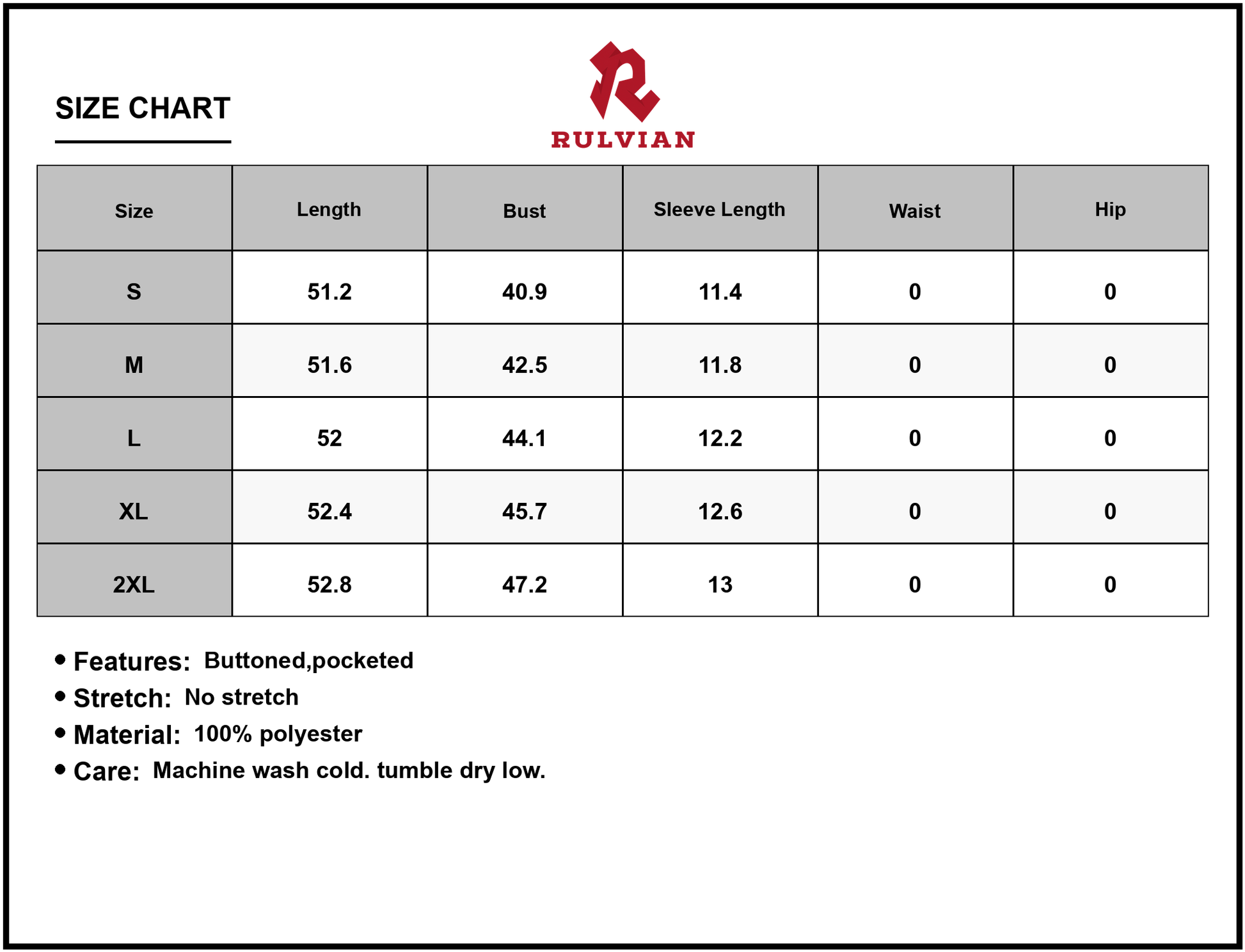 Size Chart - Women's Button Down Tropical Short Sleeve Shirt Dress Pocketed Buttoned 100% Polyester Lightweight Casual Summer Outfit
