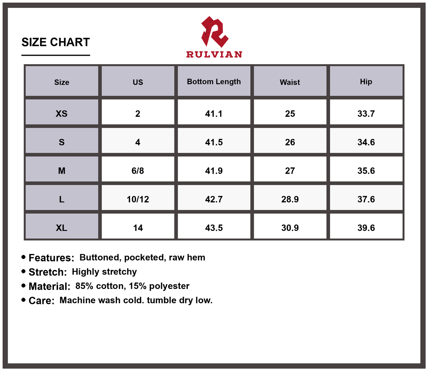 Size Chart - Women's Bootcut Raw Hem Jeans with Pockets Premium Stretchy Design for Casual Everyday Versatile Modern Outfits