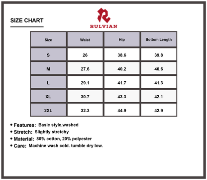 Size Chart - Men's Washed Distressed Wide-Leg Jeans Slightly Stretchy High Quality Durable Casual Everyday Relaxed Fit Modern Fashionable