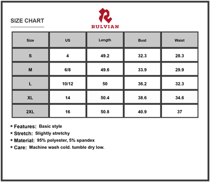 Size Chart - Women's Textured Single Shoulder Maxi Dress with Stretch fabric ninety five percent polyester and five percent spandex