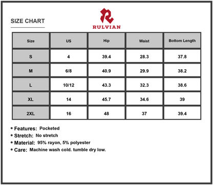 Size Chart - Women Wide Leg Jeans with Contrast Star Pockets Durable Casual Everyday Fashion Bottoms for Everyday Wardrobe Essentials