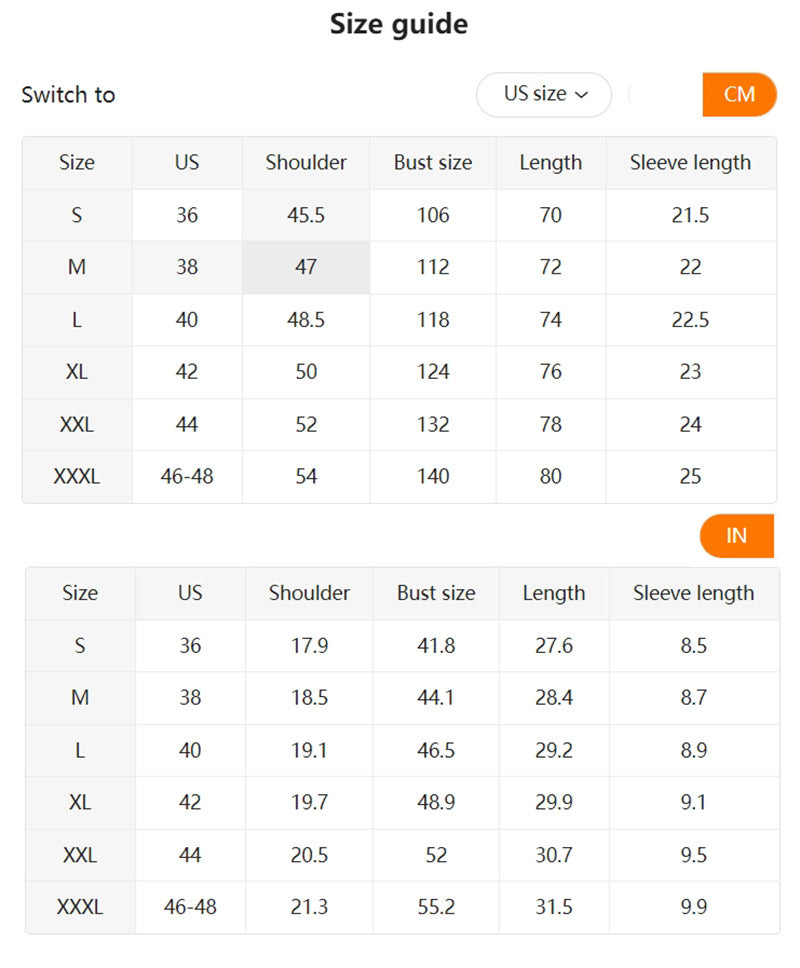 Size Chart - European And American Leisure Polo Shirt Chest Faux Pocket Lapel Button Business T-shirt Color Matching