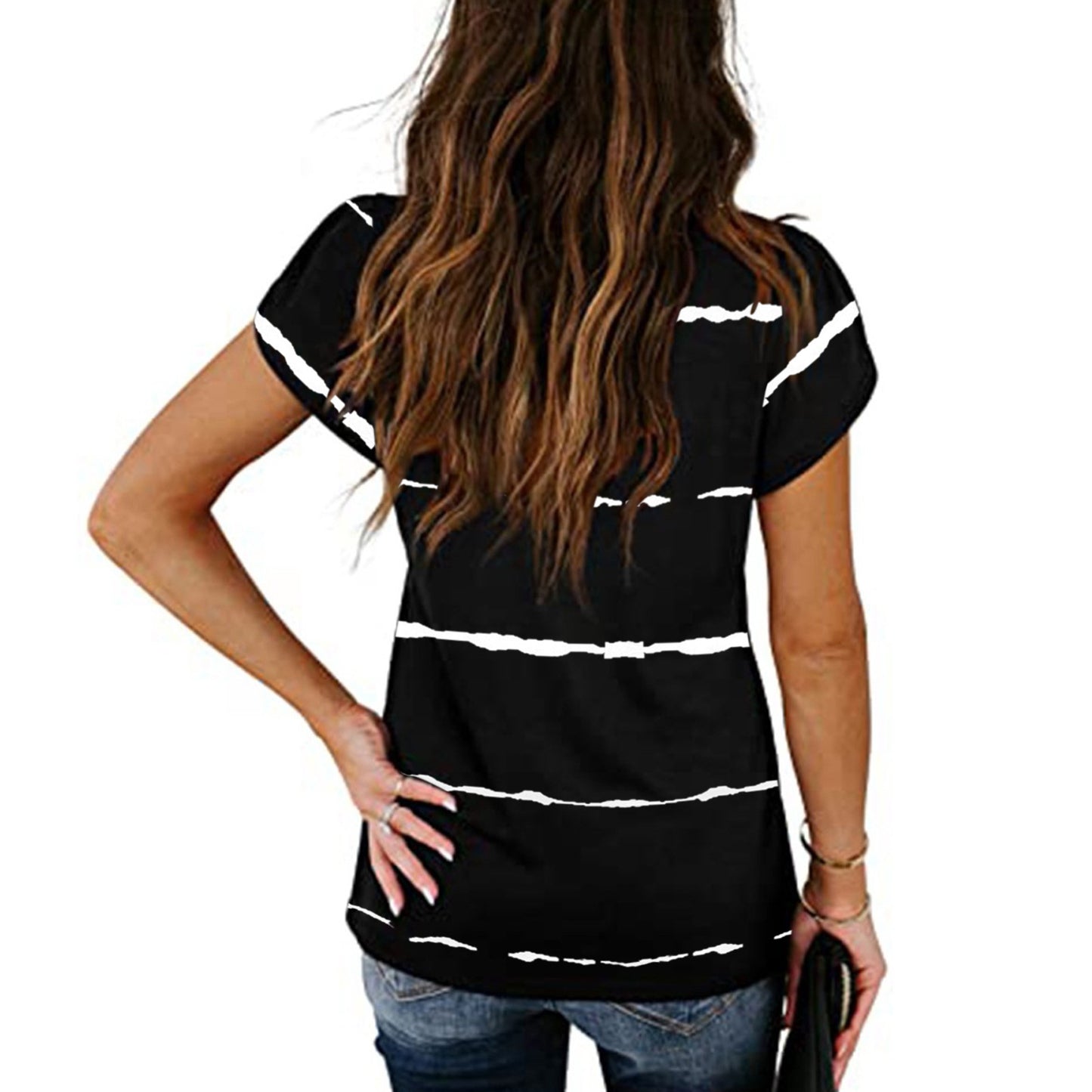 Men's Blue Loose Fit Short Sleeve Printed Urban Casual T Shirt 60% Cotton 40% Polyester Soft Breathable Daily