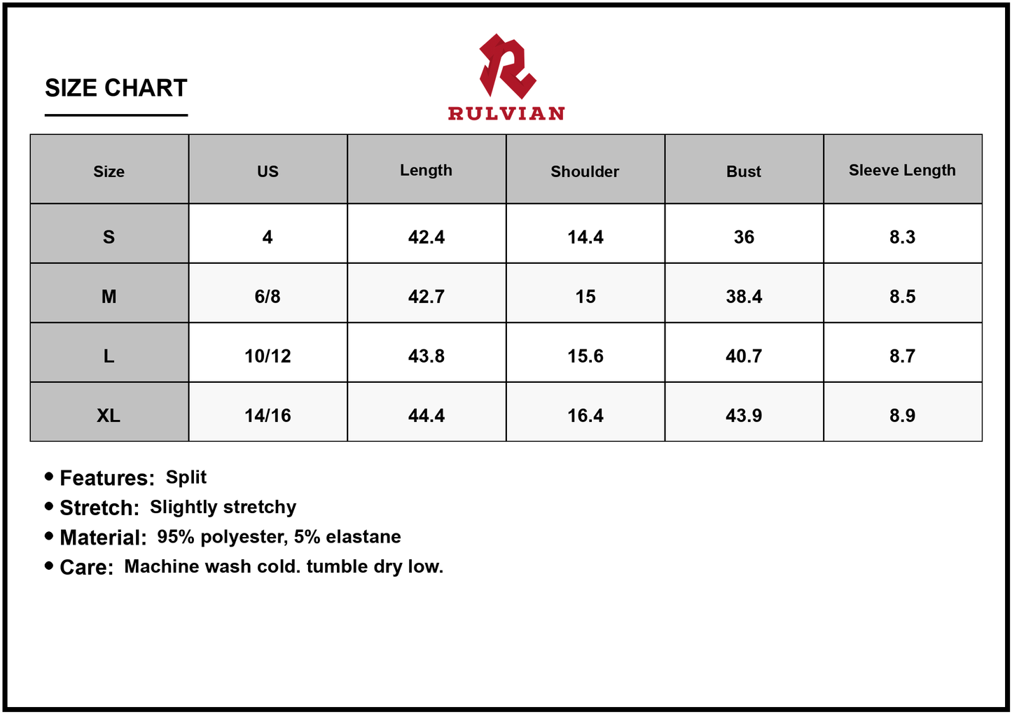 Size Chart - Women's Aztec Print V Neck Midi Dress with Stretch Fabric ninety five percent polyester and five percent elastane